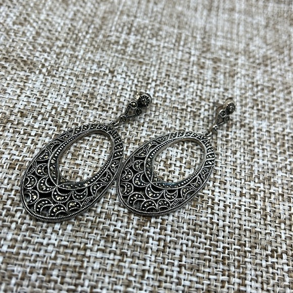 Vintage Brand Sterling Silver Marcasite Matching Earrings - Picture 2 of 11